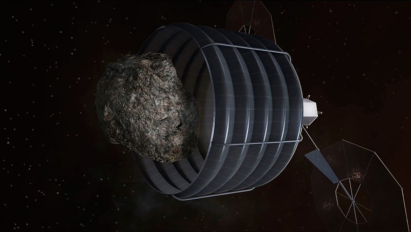 A huge NASA-built contraption capturing an asteroid