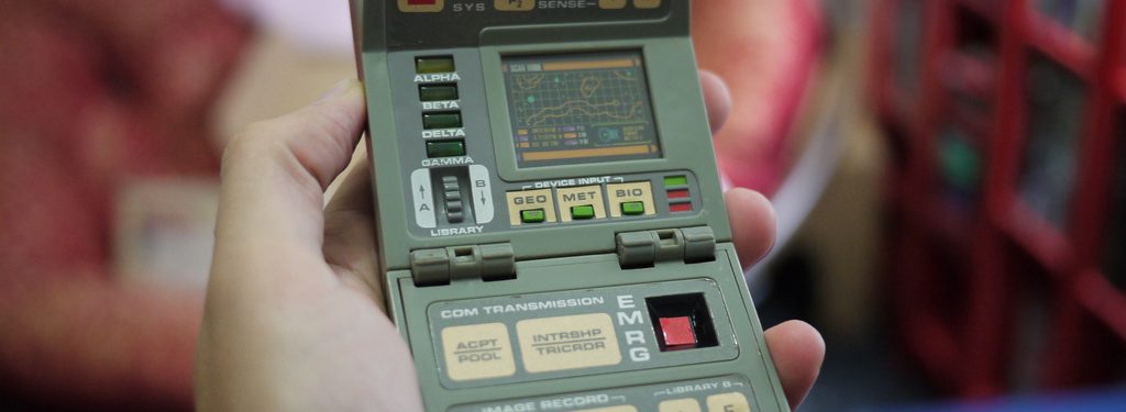 A tricorder toy from Star Trek: The Next Generation