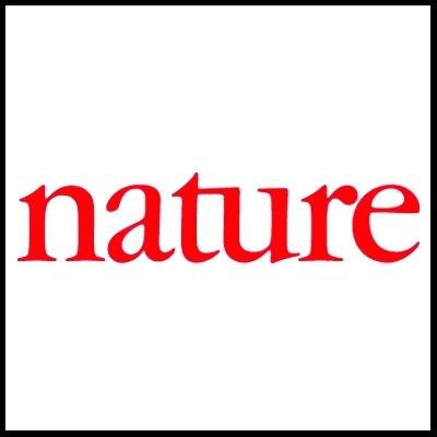 Logo for Nature magazine, an international weekly journal of science: red lowercase serif font spelling out “nature” against a solid white background.
