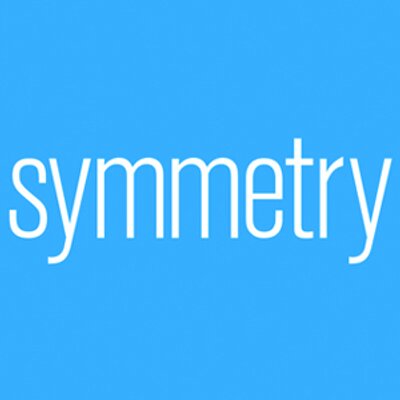 Logo for Symmetry Magazine: lowercase “symmetry” in white font against a light blue background.
