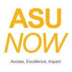 Logo for ASU Now: gold text against a white background.