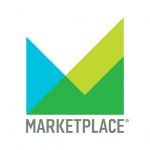 The logo for the public radio program Marketplace, featuring abstract blocks of yellow, blue, and green that together create a line graph-like image.