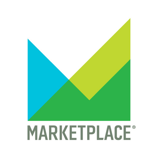 The logo for the public radio program Marketplace, featuring abstract blocks of yellow, blue, and green that together create a line graph-like image.