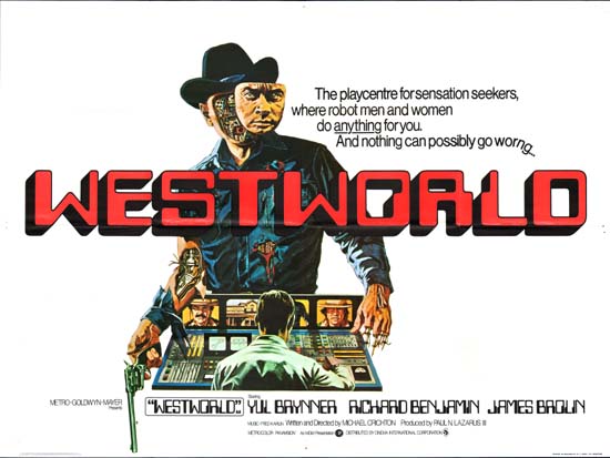 Poster for the film Westworld, depicting a robotic Western gunslinger.