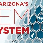 Photo of hexagons fading to the left. with type that reads "Building Arizonas Stem Ecosystem"