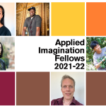 A grid of colorful squares that include the images of five people and the text "Applied Imagination Fellows 2021-22"