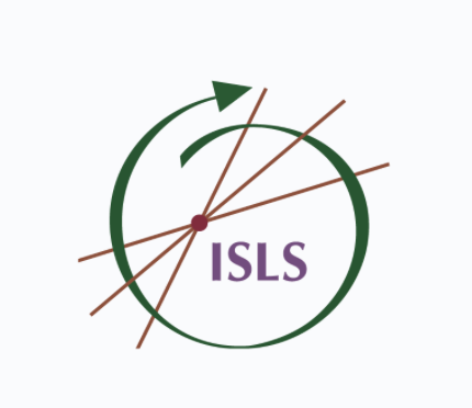 ISLS logo, a circle arrow with a starburst of 3 lines over it, with the letters ISLS